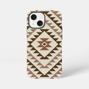 Azteek Diamant Motief Ontwerp Bruin+Crème iPhone 13 Mini Hoesje