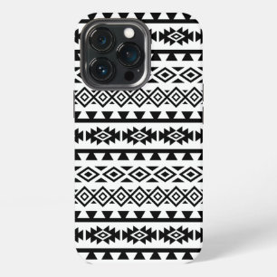 Azteek gestileerd groot patroon II zwart op wit iPhone 13 Pro Hoesje