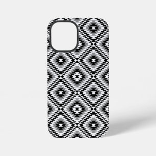 Azteek gestileerd zwart-wit-grijs symboolpatroon iPhone 12 mini hoesje