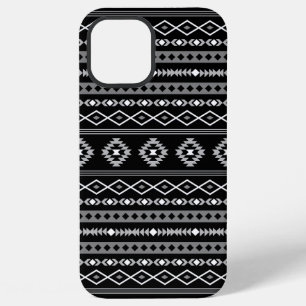Azteek Wit Grijs Zwart Gemengde Motieven Patroon iPhone 12 Pro Max Hoesje