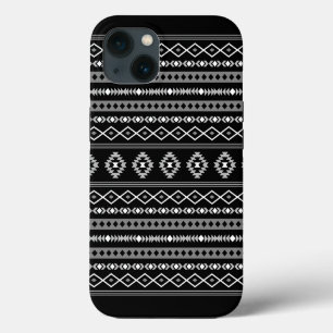 Azteek Wit Grijs Zwart Gemengde Motieven Patroon iPhone 13 Hoesje