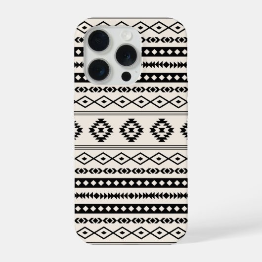 Azteek zwart op crèmekleurig gemengd motiefpatroon iPhone hoesje (Achterkant)