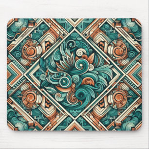 Azteeks geïnspireerd Blauwgroen en terracotta patr Muismat