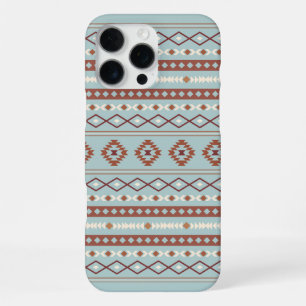 Azteeks gemengd motiefpatroon roest crème blauw iPhone 16 pro max hoesje