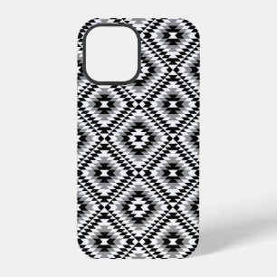 Azteeks gestileerd zwart-wit-grijs symboolpatroon iPhone 12 pro hoesje