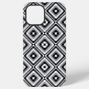 Azteeks gestileerd zwart-wit-grijs symboolpatroon iPhone 12 pro max hoesje