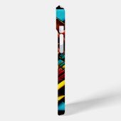 Azteeks gezichtspatroon blauw rood goud Case-Mate iPhone case (Achterkant / Links)