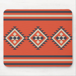 Azteeks ontwerp in oranje, beige en blauwe kleuren muismat