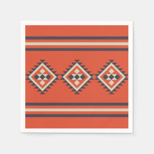 Azteeks ontwerp in oranje, beige en blauwe kleuren servet