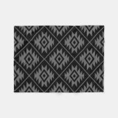 Azteeks Symbool Gestileerde Grote PTN Grijs op Zwa Fleece Deken (Voorkant (Horizontaal))