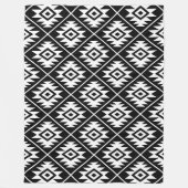 Azteeks Symbool Gestileerde Patroon Wit op Zwart Fleece Deken (Voorkant)