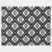 Azteeks Symbool Gestileerde Patroon Wit op Zwart Fleece Deken (Voorkant (Horizontaal))