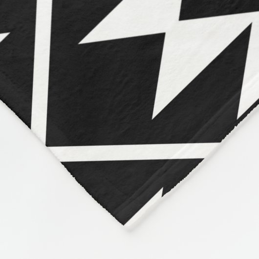 Azteeks Symbool Gestileerde Patroon Wit op Zwart Fleece Deken (Hoek)