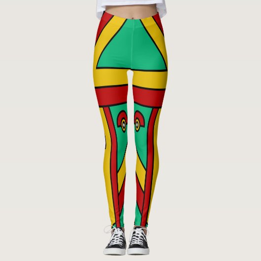 Azteeks tiki masker leggings (Voorkant)