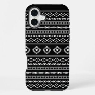 Azteeks Wit Grijs Zwart Gemengde Motieven Patroon iPhone 16 Plus Hoesje