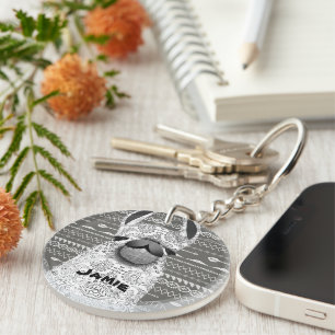 Azteekse Abstracte geometrische mama lama Sleutelhanger