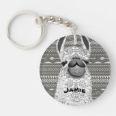 Azteekse Abstracte geometrische mama lama Sleutelhanger (Voorkant)