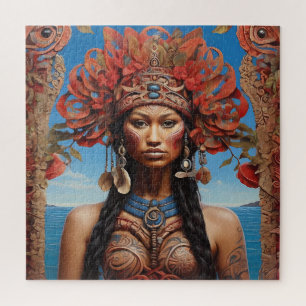 Azteekse Abstracte Vibrant Tribal Fusion Art Legpuzzel