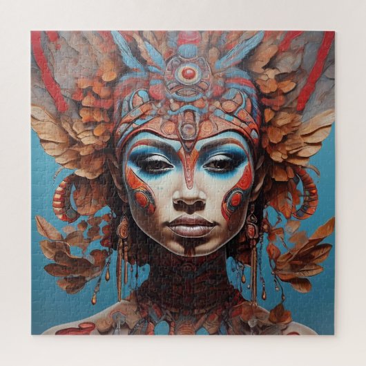 Azteekse Abstracte Vibrant Tribal Fusion Art Legpuzzel (Verticaal)