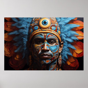 Azteekse Abstracte Vibrant Tribal Fusion Art Poster