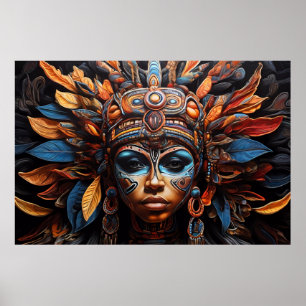 Azteekse Abstracte Vibrant Tribal Fusion Art Poster