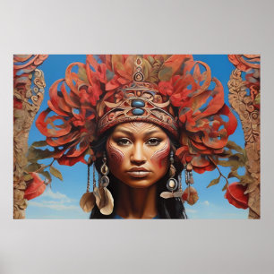 Azteekse Abstracte Vibrant Tribal Fusion Art Poster