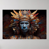 Azteekse Abstracte Vibrant Tribal Fusion Art Poster (Voorkant)