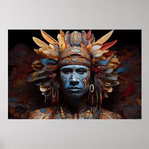 Azteekse Abstracte Vibrant Tribal Fusion Art Poster