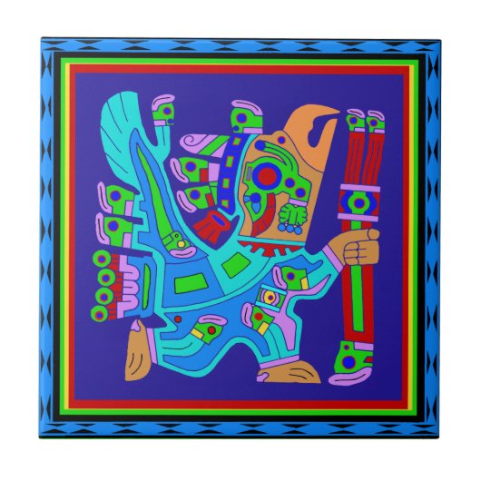 Azteekse Adelaar Krijger God Tegeltje (Voorkant)