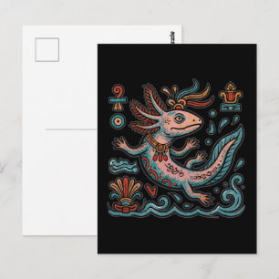 Azteekse Axolotl Xolotl geërodeerde stenen tribale Briefkaart