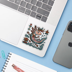 Azteekse Axolotl Xolotl geërodeerde stenen tribale Sticker
