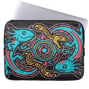 Azteekse Axolotl Xolotl Stam Patroon mythologie bo Laptop Sleeve