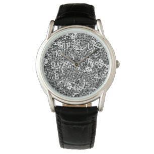 Azteekse Axolotl Xolotl Stam Patroon Zwart & Wit Horloge