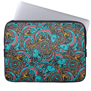 Azteekse Axolotl Xolotl Tribale Patroon mythologie Laptop Sleeve