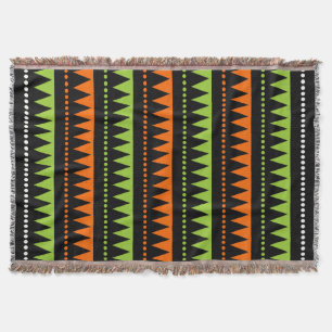 Azteekse Bergen - Zwart, Oranje, Groen en Wit Deken