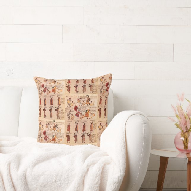 Azteekse Codex Mendoza Native HeritageGooi Kussen (Bank)