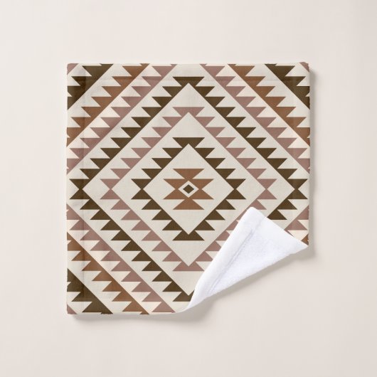 Azteekse diamant motief ontwerp bruin+crème bad handdoek (Wasdoekje)