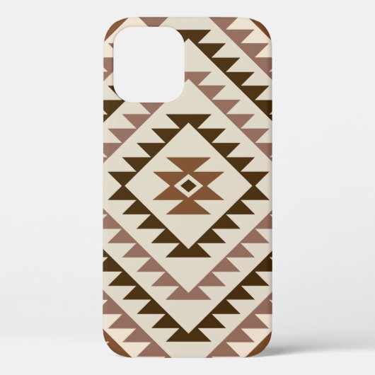 Azteekse diamant motief ontwerp bruin+crème Case-Mate iPhone case (Achterkant)