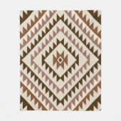 Azteekse diamant motief ontwerp bruin+crème fleece deken (Voorkant)