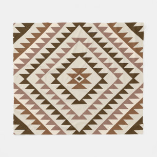 Azteekse diamant motief ontwerp bruin+crème fleece deken