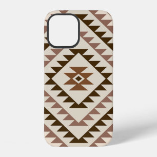 Azteekse diamant motief ontwerp bruin+crème iPhone 12 hoesje