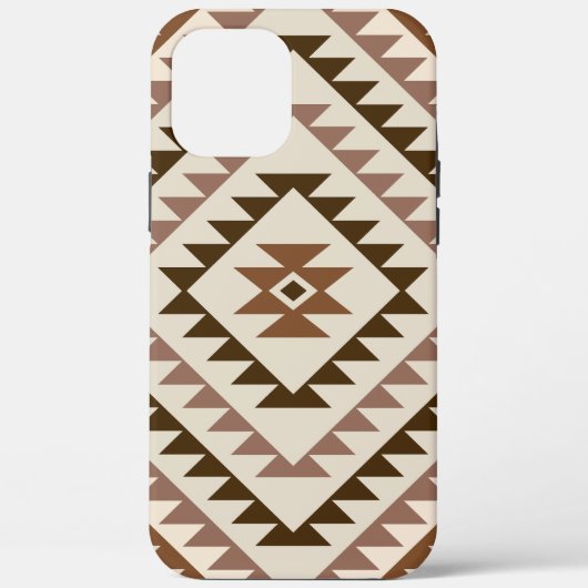 Azteekse diamant motiefontwerp bruin+crème Case-Mate iPhone case (Achterkant)