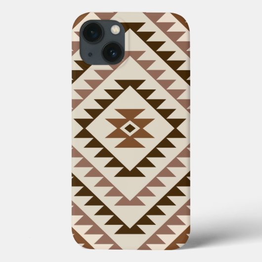 Azteekse diamant motiefontwerp bruin+crème Case-Mate iPhone case (Achterkant)