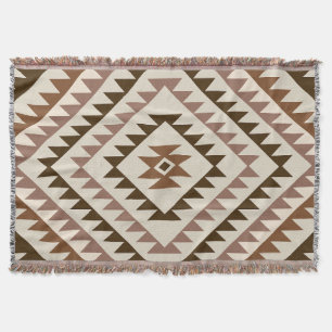 Azteekse diamant motiefontwerp bruin+crème deken