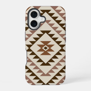Azteekse diamant motiefontwerp bruin+crème iPhone 16 hoesje