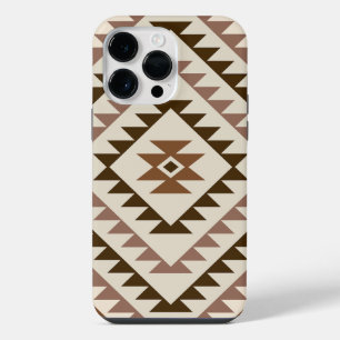 Azteekse diamant motiefontwerp bruin+crème iPhone 14 pro max hoesje