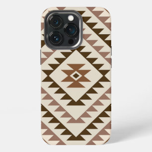 Azteekse diamant motiefontwerp bruin+crème iPhone 13 pro hoesje