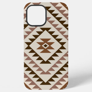 Azteekse diamant motiefontwerp bruin+crème iPhone 12 pro max hoesje