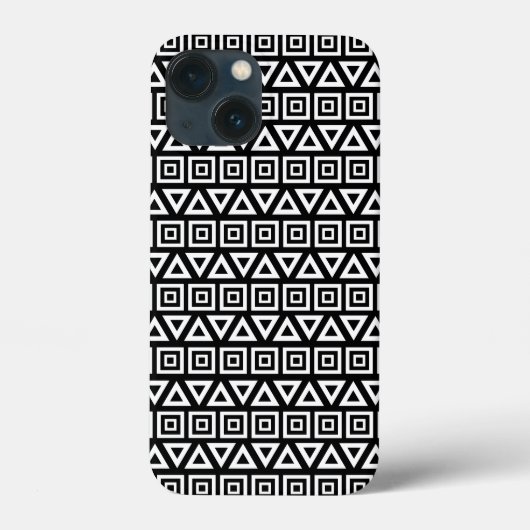 Azteekse driehoeken + vierkanten patroon wit op zw Case-Mate iPhone case (Achterkant)