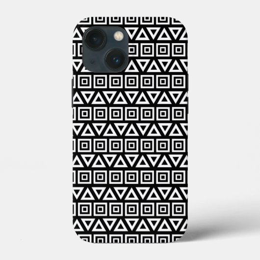 Azteekse driehoeken + vierkanten patroon wit op zw Case-Mate iPhone case (Achterkant)
